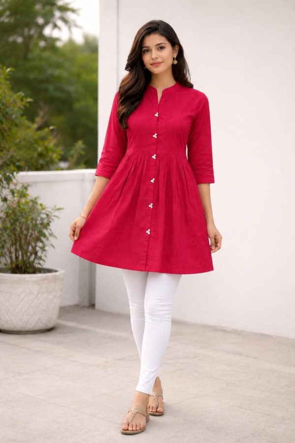 Ruby Charm Solid Flared Short Kurti