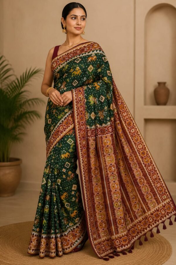 Heritage Patola Print Saree with Designer Tassel Pallu